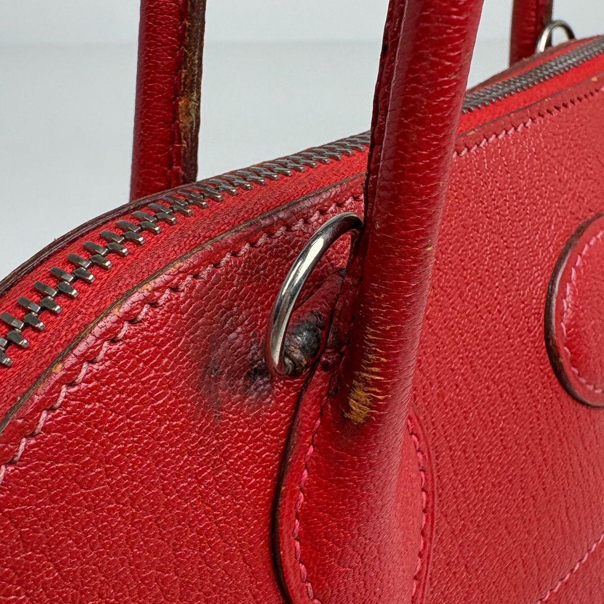 Hermes Bolide 27 2-Way Handbag Chevre Rouge Casac — view 7