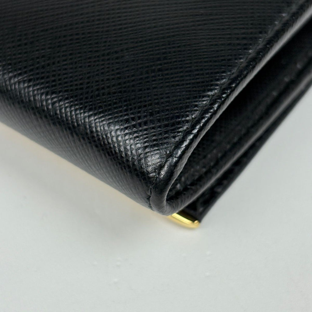 Prada Logo Bifold Wallet Leather Nero — view 3