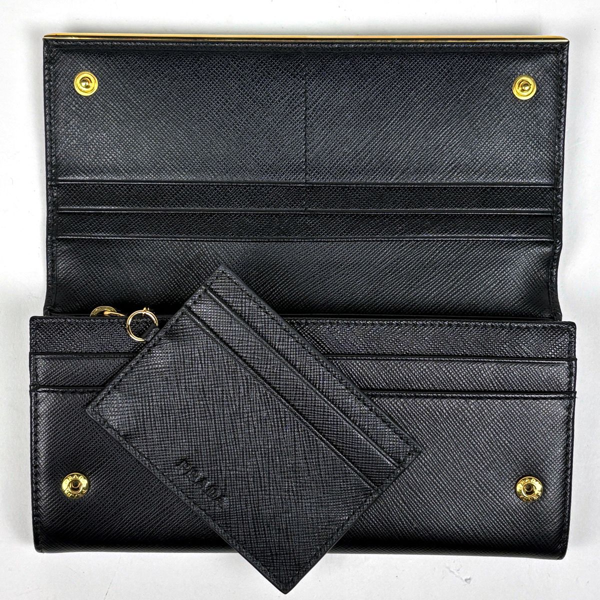 Prada Logo Bifold Wallet Leather Nero — view 8