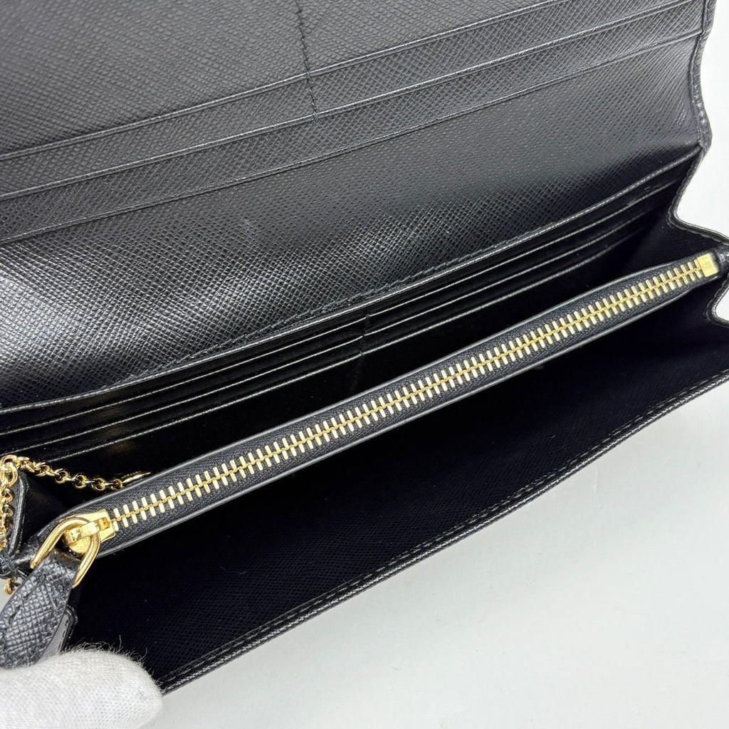 Prada Logo Bifold Wallet Leather Nero — view 5