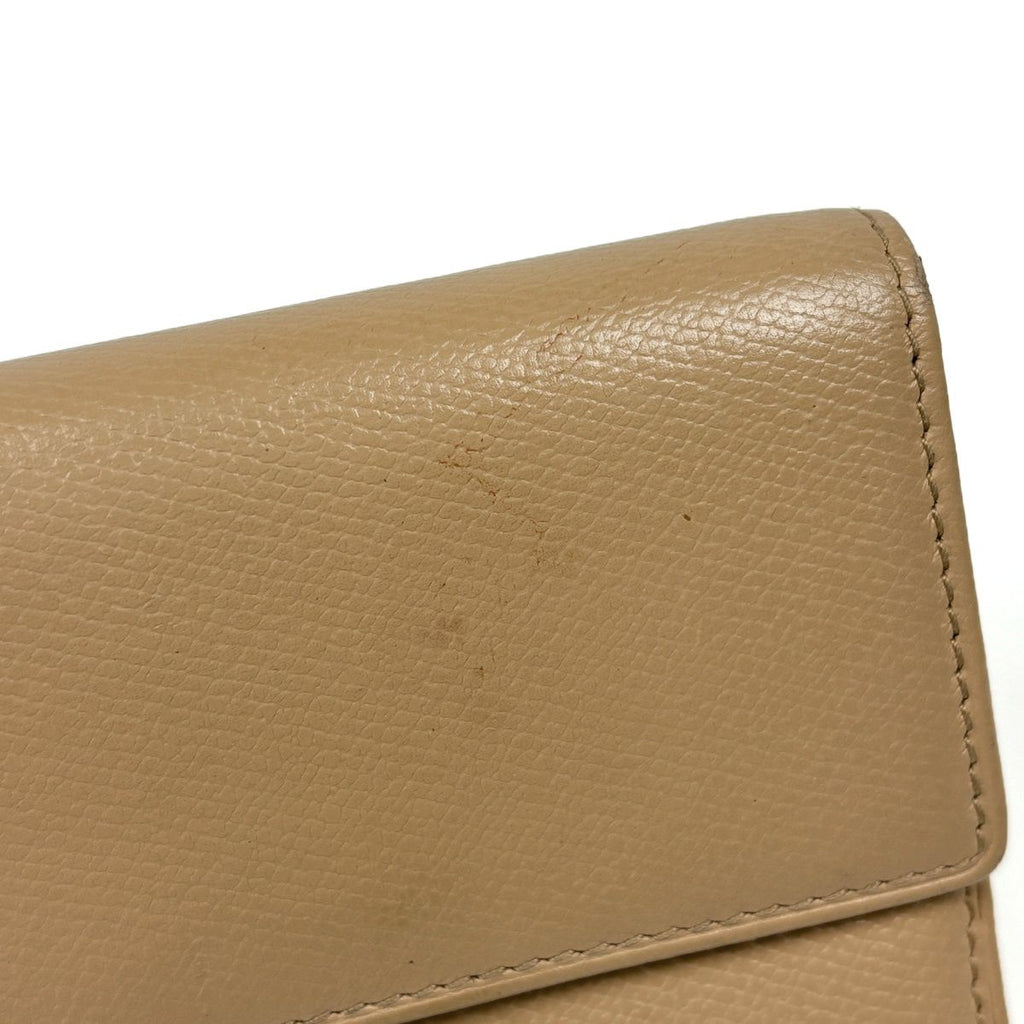 Chanel Coco Button Trifold Wallet CC Logo Hook Leather Beige — view 4