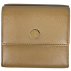 Chanel Coco Button Trifold Wallet CC Logo Hook Leather Beige