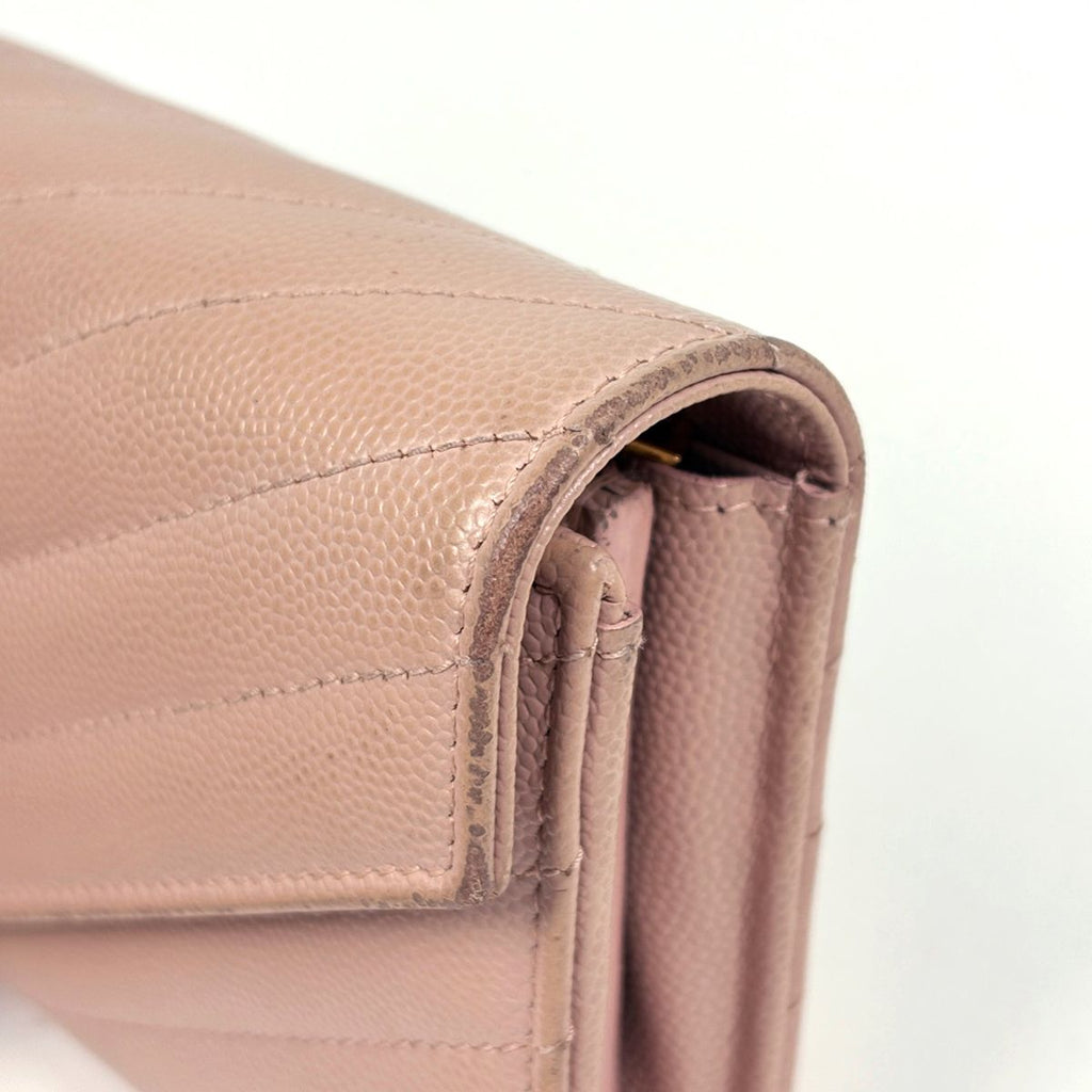 Saint Laurent Logo Bifold Wallet Leather Pink — view 4