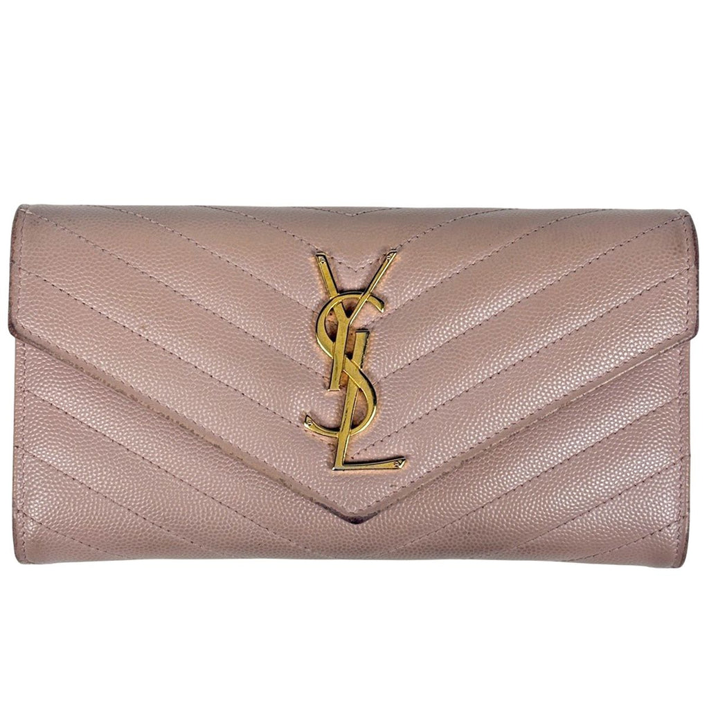 Saint Laurent Logo Bifold Wallet Leather Pink