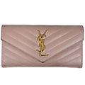 Saint Laurent Logo Bifold Wallet Leather Pink