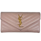 Saint Laurent Logo Bifold Wallet Leather Pink