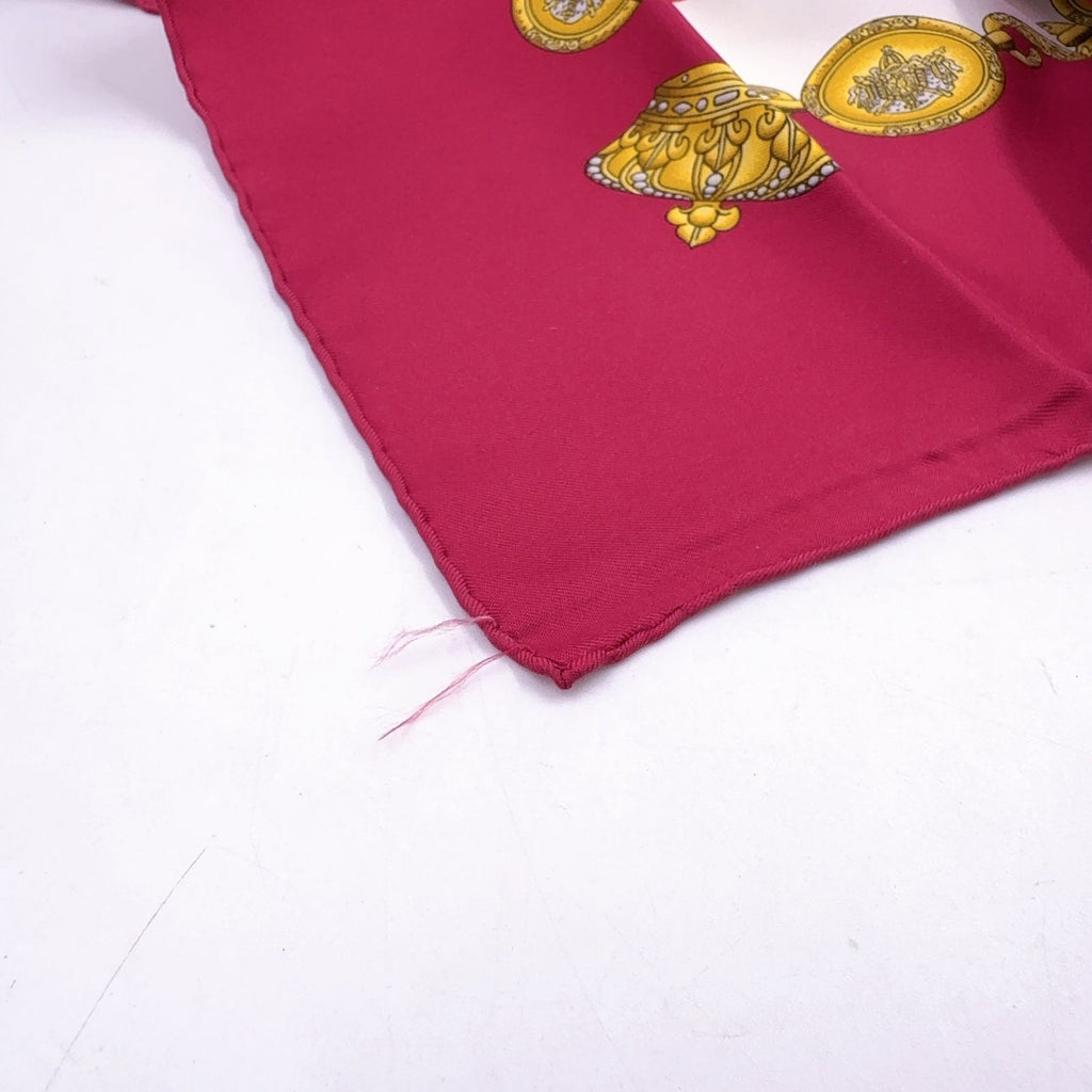 Hermes Re Tambour Carre 90 Silk White Multicolor Red Scarf — view 5