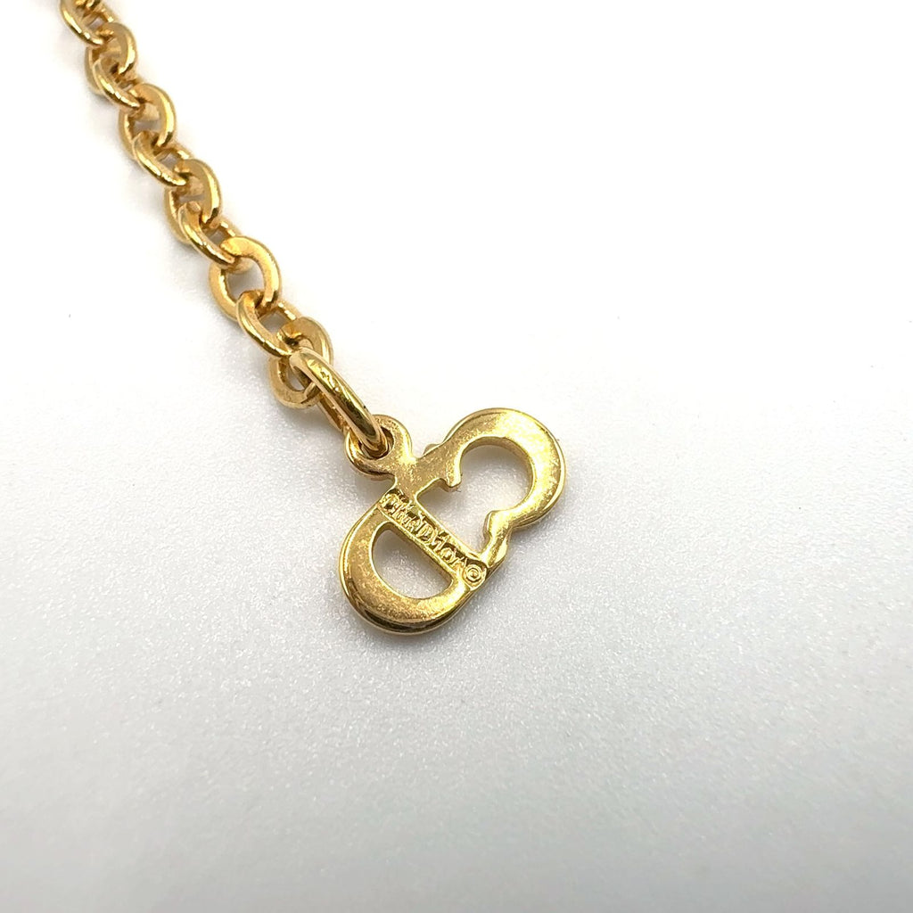 Dior CD Logo Oval Frame Gold Plated Necklace — view 4