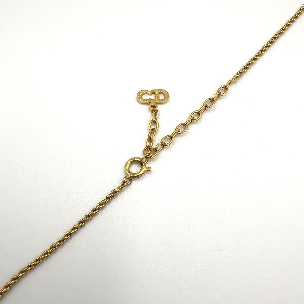 Dior Double Strand Drop Rhinestone Faux Pearl Gold Necklace — view 7