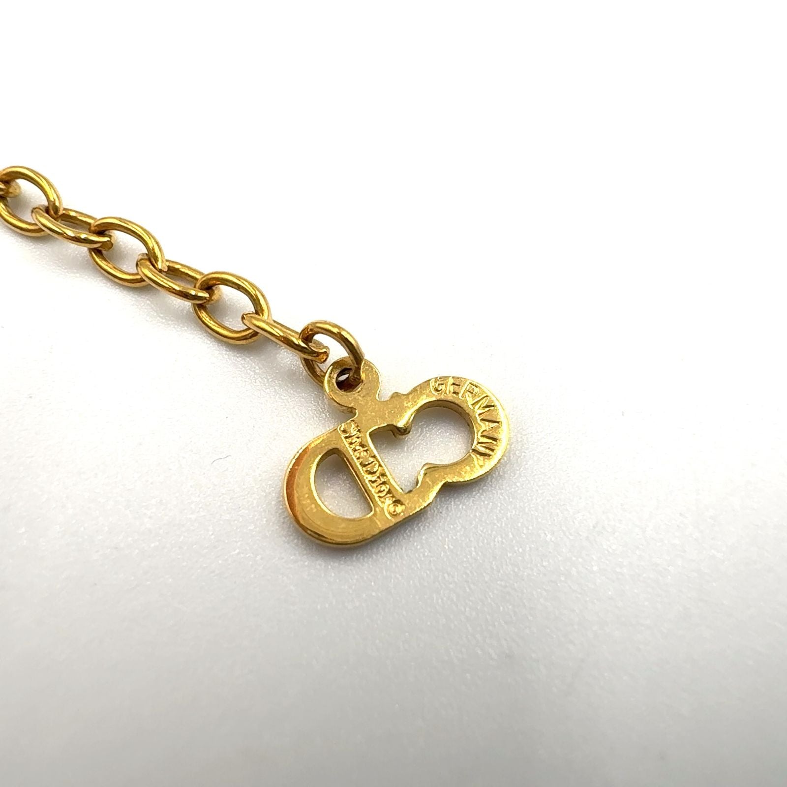 Dior Double Strand Drop Rhinestone Faux Pearl Gold Necklace — view 4