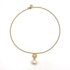 Dior Double Strand Drop Rhinestone Faux Pearl Gold Necklace — view 3