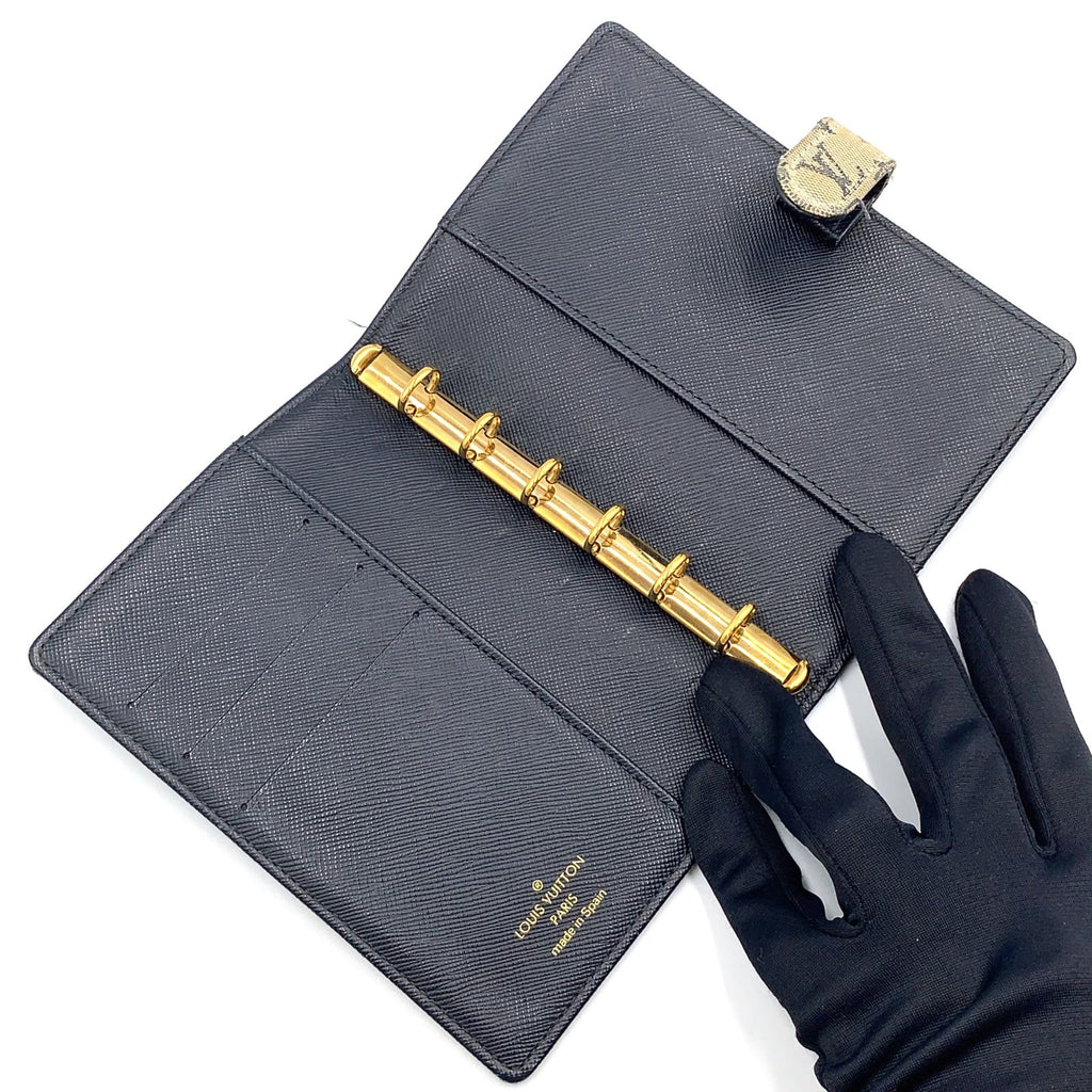 Louis Vuitton Monogram Mini Agenda PM Leather Canvas Navy Notebook Cover Gold — view 3