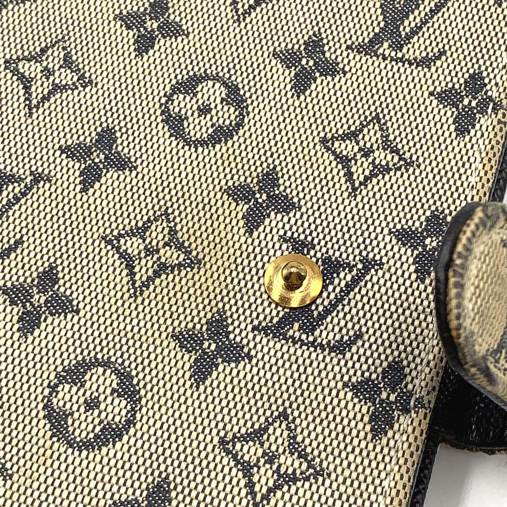Louis Vuitton Monogram Mini Agenda PM Leather Canvas Navy Notebook Cover Gold — view 6