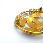 Chanel CC Logo Gold Plated Brooch — view 7