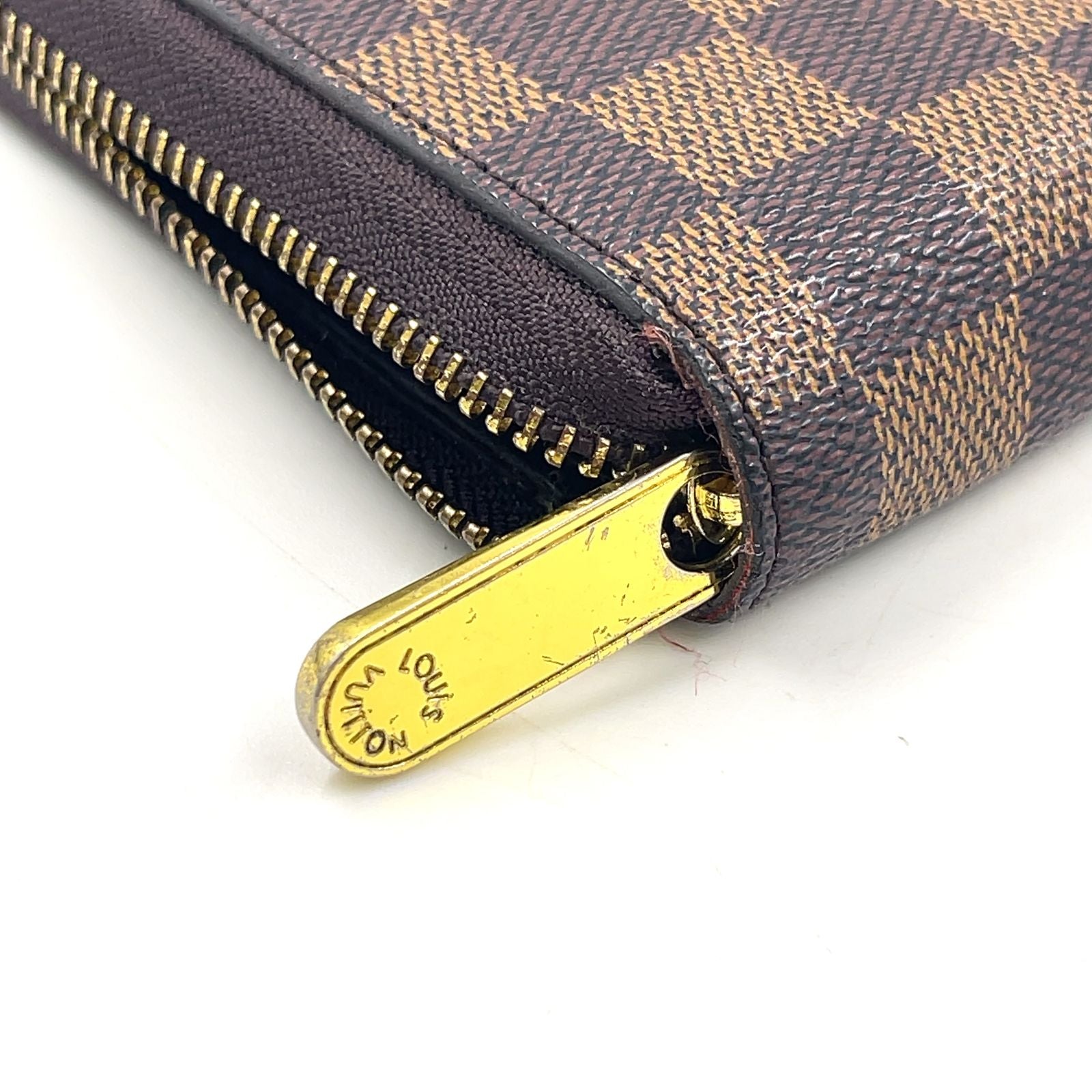 Louis Vuitton Zippy Organizer Damier Ebene Leather Brown Round Wallet Gold — view 5