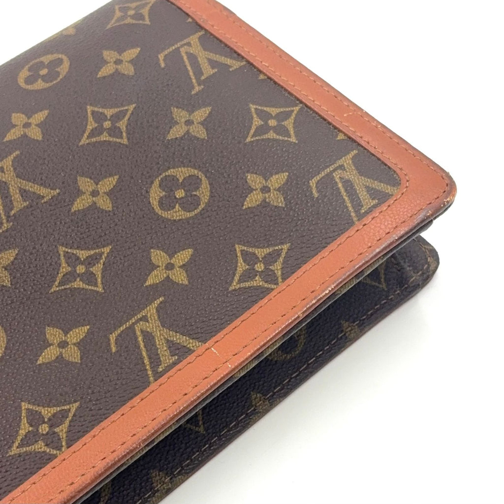 Louis Vuitton Pochette Dam GM Monogram Leather Brown Clutch Gold — view 7
