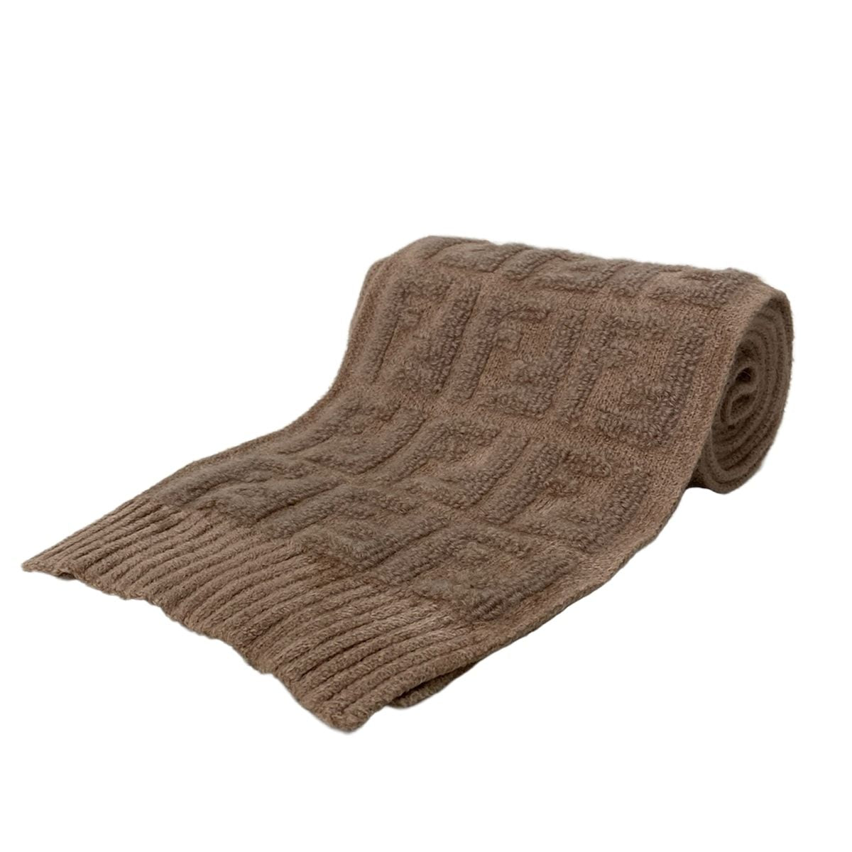 Fendi Scarf Beige Zucca Pattern Wool