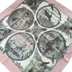 Hermes Scarf Carre 90 Ivory Pink Multi les Quatre Saisons