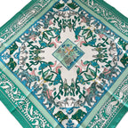 Hermes Scarf Carre 90 White Light Green Multi Early America