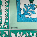 Hermes Scarf Carre 90 White Light Green Multi Early America — view 2