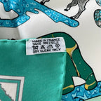 Hermes Scarf Carre 90 White Light Green Multi Early America — view 3