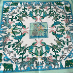Hermes Scarf Carre 90 White Light Green Multi Early America — view 4