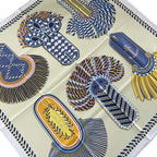Hermes Scarf Carre 90 Double Face Gris Perle Jaune Pearl Multi Epaulettes de