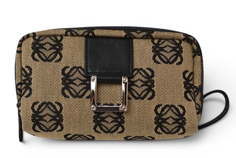Loewe Cosmetics Pouch Makeup Canvas Anagram Beige Black