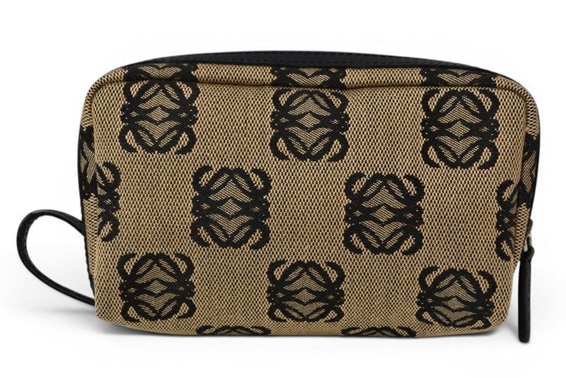 Loewe Cosmetics Pouch Makeup Canvas Anagram Beige Black — view 2