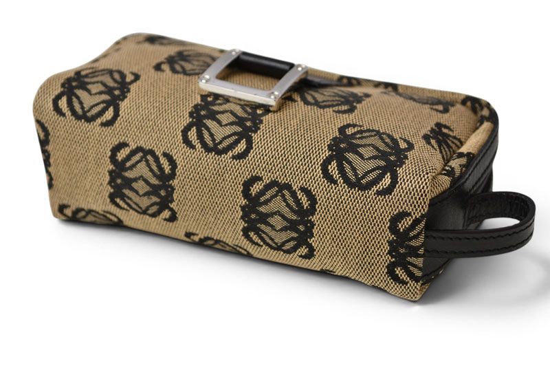 Loewe Cosmetics Pouch Makeup Canvas Anagram Beige Black — view 5