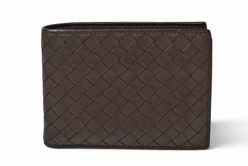 Bottega Veneta Wallet Bifold Folding Intrecciato Dark Brown