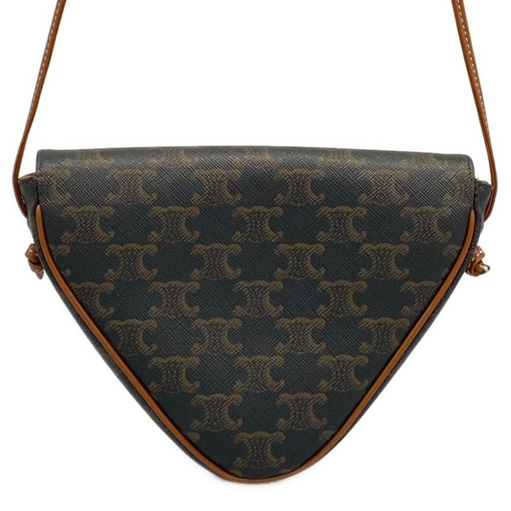 Celine Shoulder Bag Triomphe Triangle Dark Brown White — view 3