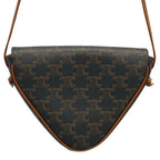 Celine Shoulder Bag Triomphe Triangle Dark Brown White — view 3