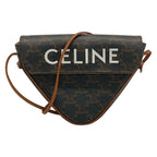 Celine Shoulder Bag Triomphe Triangle Dark Brown White