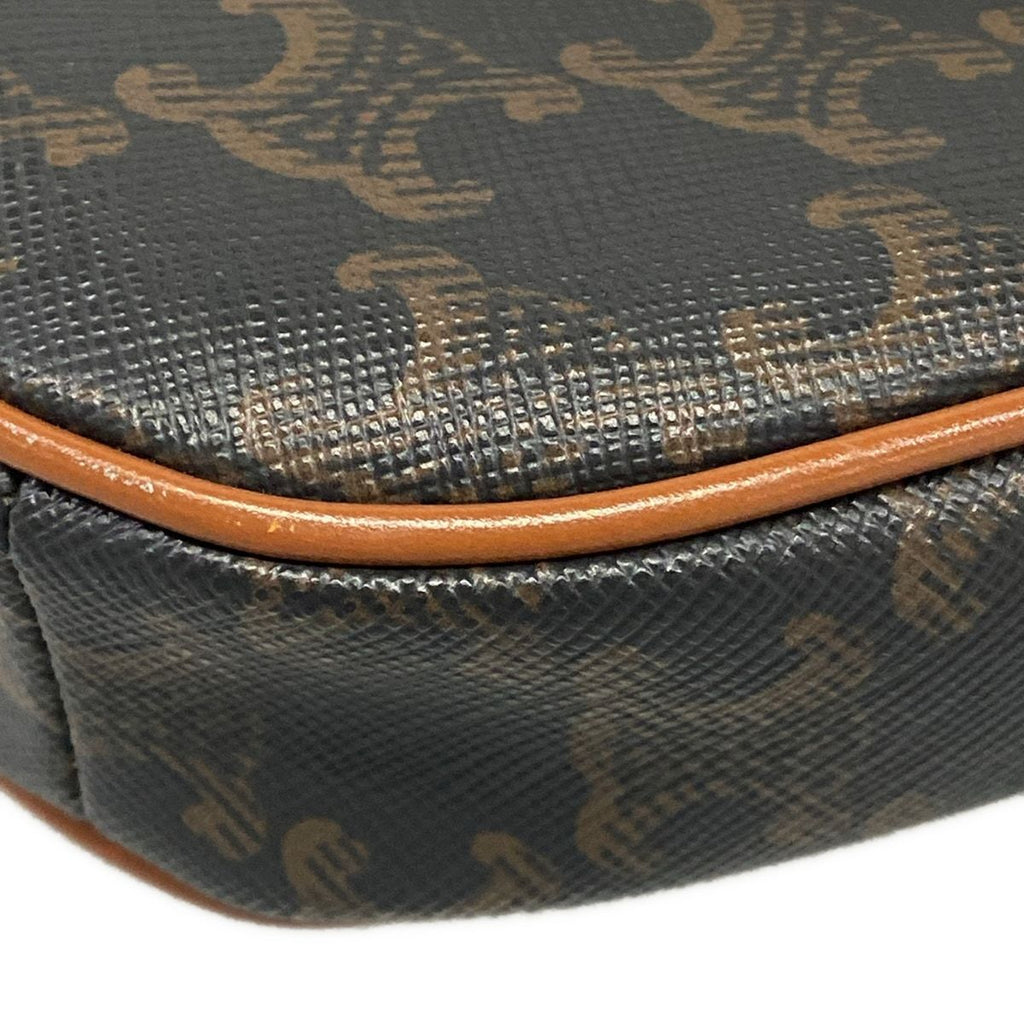 Celine Shoulder Bag Triomphe Triangle Dark Brown White — view 6