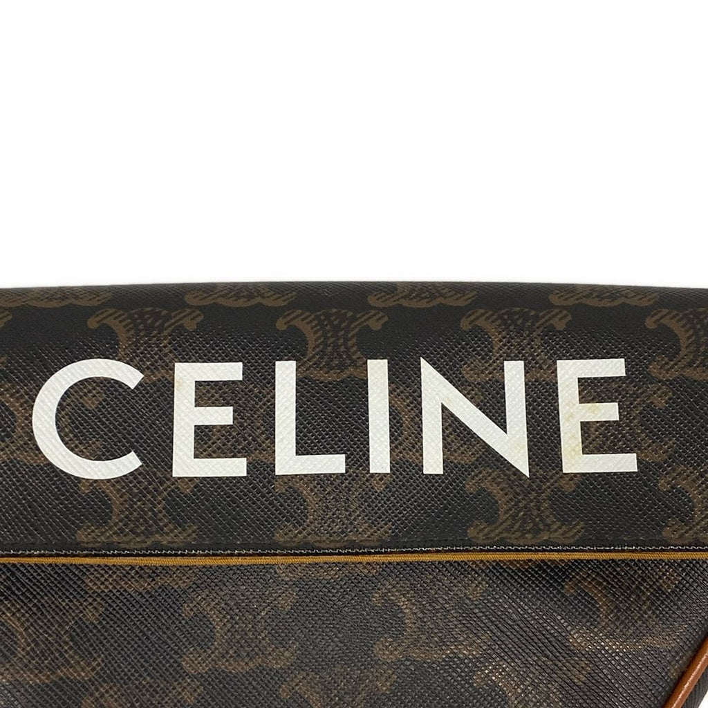Celine Shoulder Bag Triomphe Triangle Dark Brown White — view 8