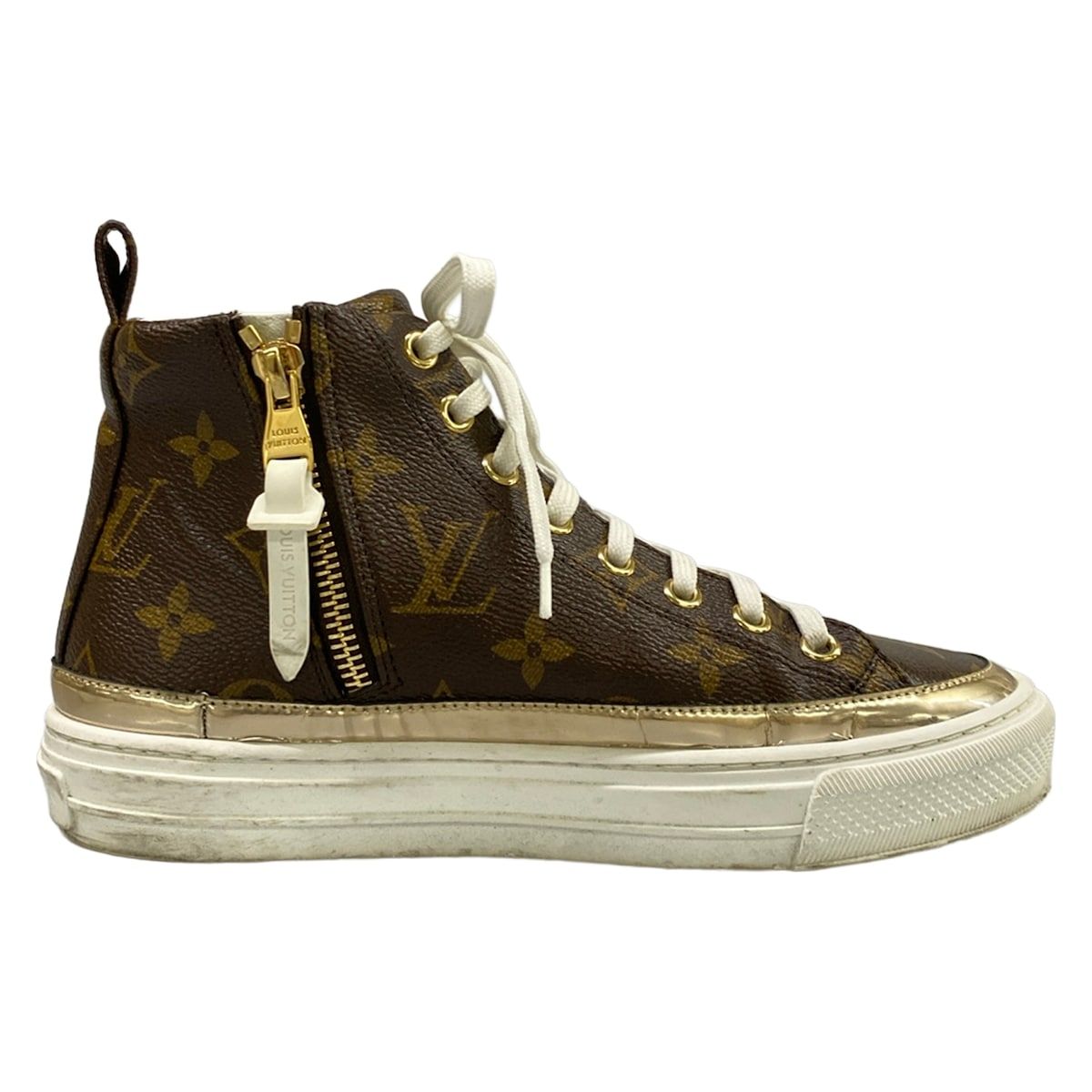 Louis Vuitton Sneakers 34.5 Stella Line Monogram Gold High Cut Leather — view 2