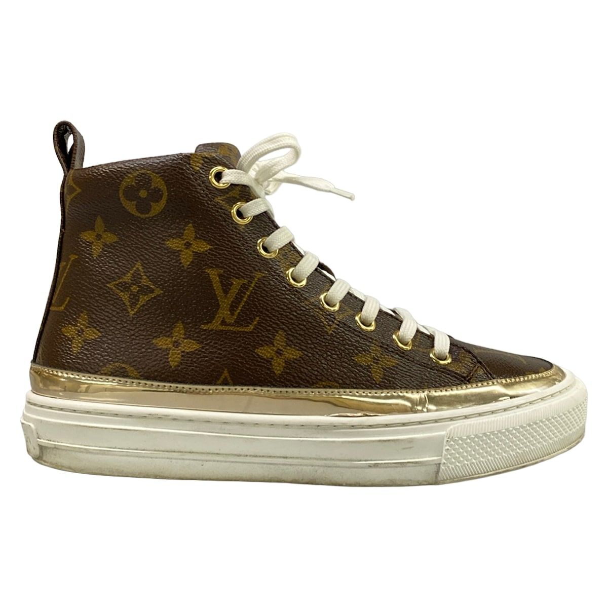 Louis Vuitton Sneakers 34.5 Stella Line Monogram Gold High Cut Leather — view 4
