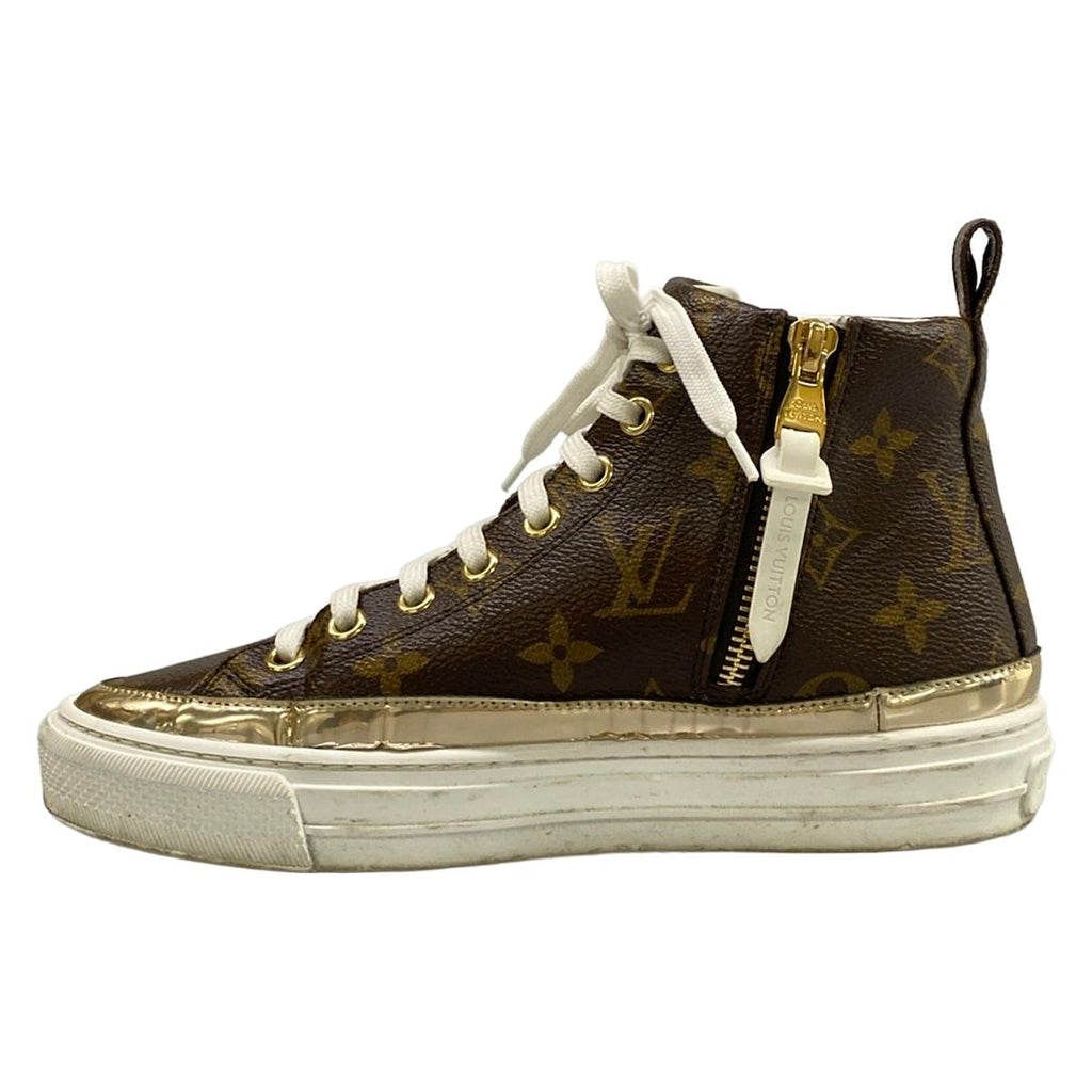 Louis Vuitton Sneakers 34.5 Stella Line Monogram Gold High Cut Leather — view 3