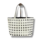 Prada Perforated Leather Mini Tote with Pouch Mirror Calf White — view 3