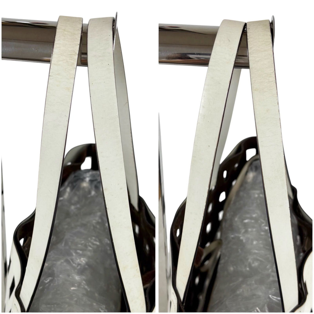 Prada Perforated Leather Mini Tote with Pouch Mirror Calf White — view 7