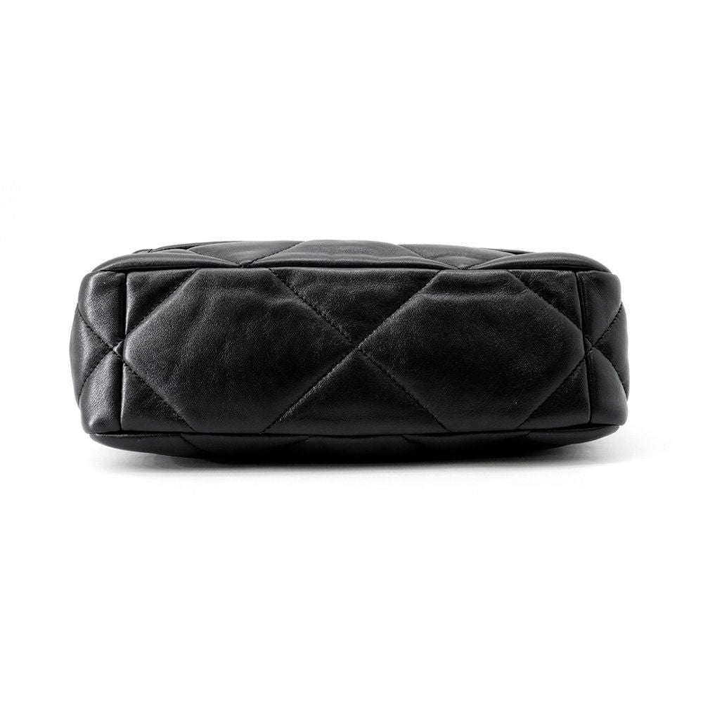 Chanel Chain Shoulder Bag 19 Flap CC Logo Lambskin Black — view 3