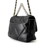 Chanel Chain Shoulder Bag 19 Flap CC Logo Lambskin Black — view 2