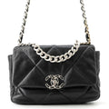 Chanel Chain Shoulder Bag 19 Flap CC Logo Lambskin Black