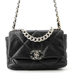 Chanel Chain Shoulder Bag 19 Flap CC Logo Lambskin Black