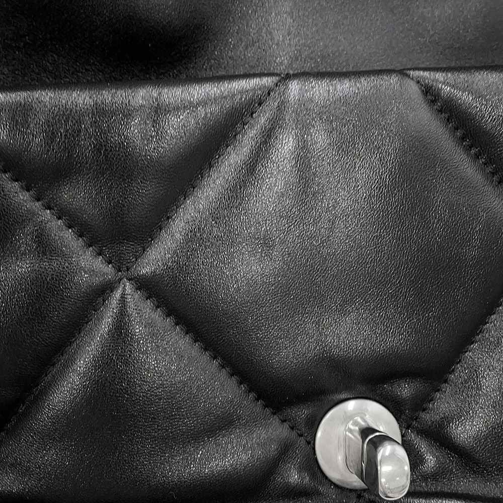 Chanel Chain Shoulder Bag 19 Flap CC Logo Lambskin Black — view 6