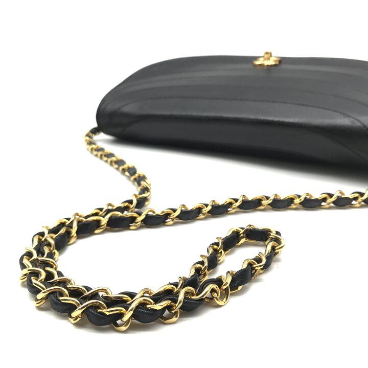 Chanel CC Logo Half Moon Turnlock Leather Chain Shoulder Bag Black — view 6