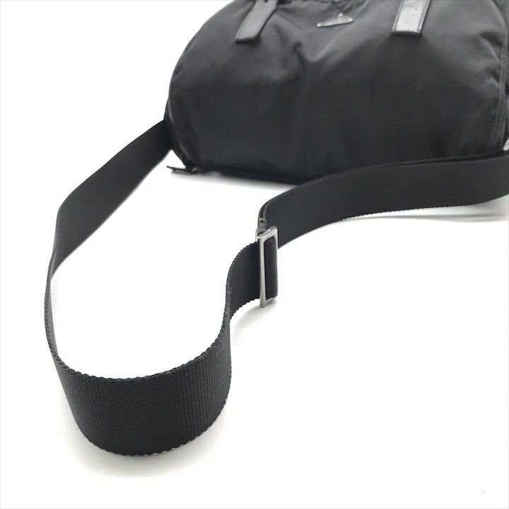 Prada Nylon Tessuto Triangle Logo Shoulder Bag Black Purse — view 6