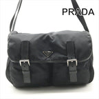 Prada Nylon Tessuto Triangle Logo Shoulder Bag Black Purse