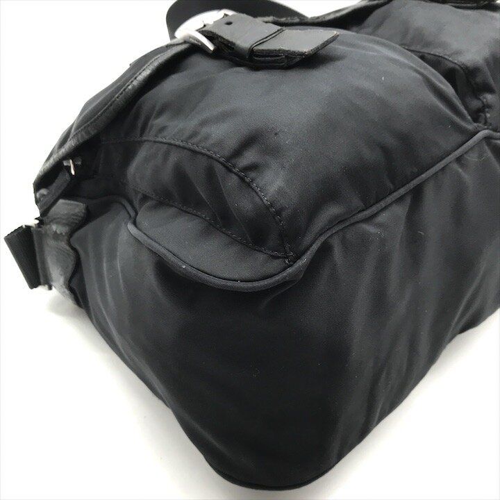 Prada Nylon Tessuto Triangle Logo Shoulder Bag Black Purse — view 4